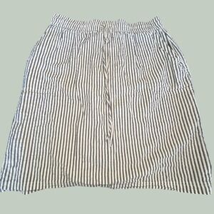 SW New York Cotton Skirt L Striped Elastic Drawstring Waist Pockets Casual